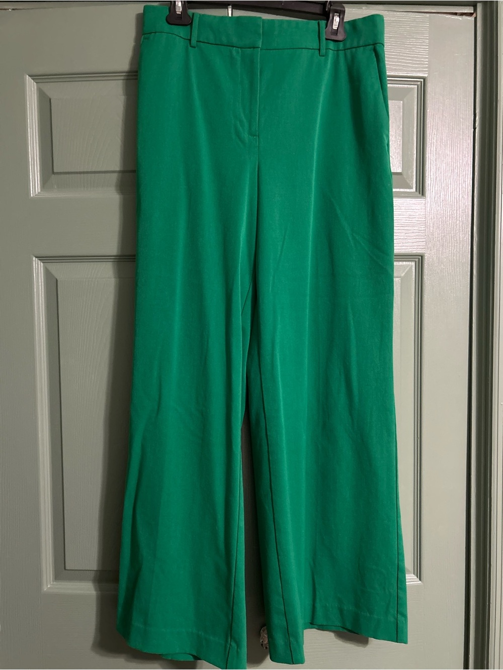 Ann Taylor High-Rise Wide-Leg Pants in Emerald Green